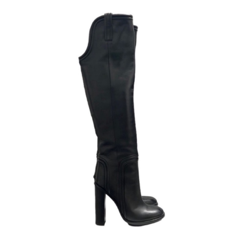 Gucci Black Leather Lifford Riding Boots Size 37.5